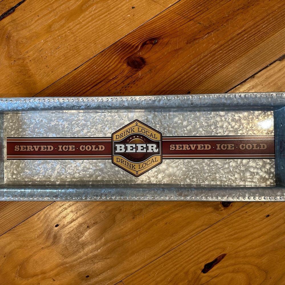 Party time, serving tray, hammered metal, or bar decor